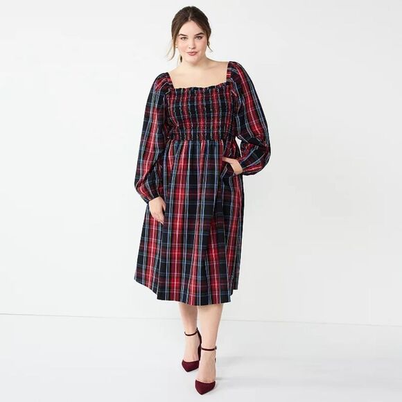 Draper James RSVP Long Sleeve Smocked Tiered Midi Dress Size XXL - Picture 1 of 12